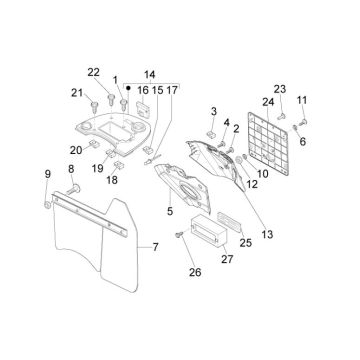 Achterspatbord- Accuhouder Vespa LX 50 4-takt 4V 45km/u bruin marrone 112/A