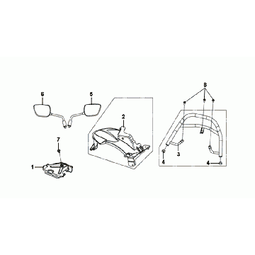 Achterspatbord Achterdrager - Spiegels Sym Mio 50i