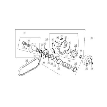 Koppeling - V-snaar Kymco DJ 2-takt Zilver Koppeling - V-snaar Kymco DJ 2-takt Zilver