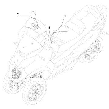 Spiegels Piaggio MP3 300 ie LT Business - Sport (met en zonder ABS) 2016-2018