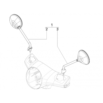 Spiegels Vespa GTS 300 ie 2008-2016 (met en zonder ABS)