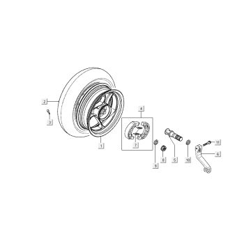 AChterwiel - Remschoenen Kymco Super9 50 2-takt AC 2000-2002 matzwart zilver