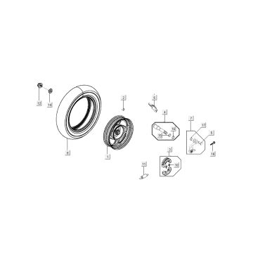 Achterwiel - Remschoenen Kymco New Sento 50i 4-takt rood