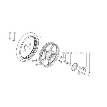Achterwiel - Achtertandwiel Kymco K-Pipe 4-takt Glans Zwart