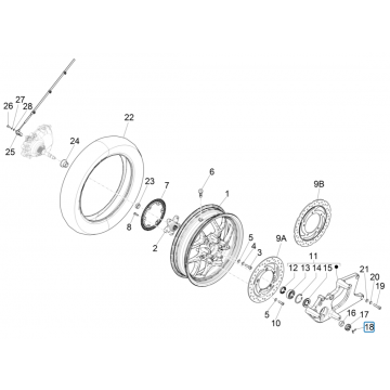 Achterwiel - Remschijf Piaggio Medley 125 ABS Euro 5 2021-2022