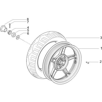 Achterwiel Piaggio Zip 2000 2-takt AC
