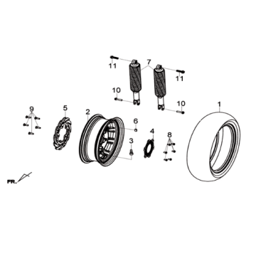 Achterwiel - Schokbreker Sym Joymax 300i 4-takt LC ABS Euro 3 2014-2016