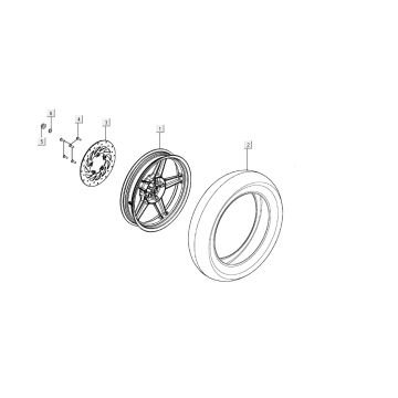 Achterwiel - Remschijf Agility 16"+ 125 4-takt AC mat metallic lichtblauw
