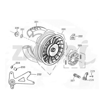 Achterwiel - Remschoenen Santini Capri rood