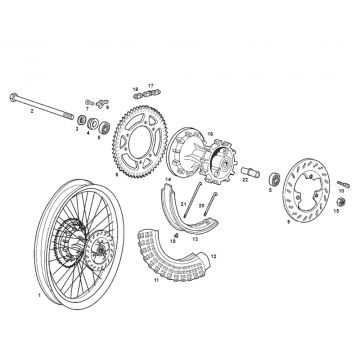 Achterwiel - Remschoenen Derbi Senda SM DRD oud model.
