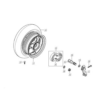 Achterwiel - Remschoenen Kymco New Dink 4-takt zwart metallic