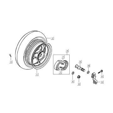 Achterwiel - Remschoenen Kymco Vitality 50 2-takt AC blauw