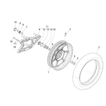 Achterwiel - Draagarm Piaggio Liberty 125 IGET 3V IE ABS Euro 4 2015-2019