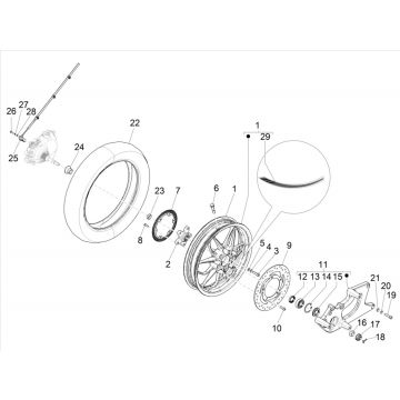 Achterwiel - Remschijf Piaggio Medley 125 IE ABS Euro 4 2016-2019