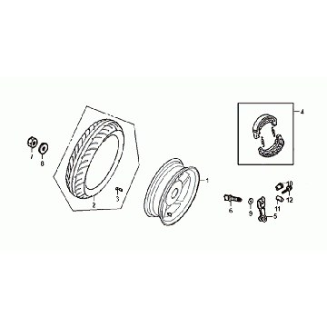 Achterwiel - Remschoenen Sym Allo Euro 4 (BK-5560S) Bright Black