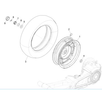 Achterwiel Vespa Elettrica 45 KM/H Euro 5 2021