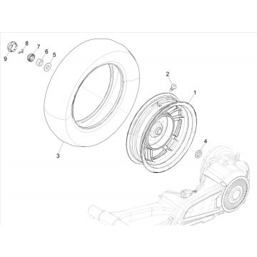 Achterwiel Vespa Elettrica 25km/u SCH Euro 5 2021