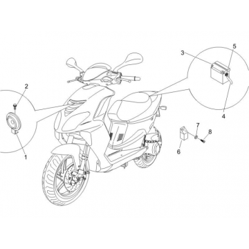 Accu - Claxon - Startrelais Piaggio NRG Power DD 50 2-takt LC 2007-2017