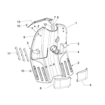 Beenschild Vespa S 50 4-takt 4V AC wit 544