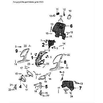 Bekleding Peugeot Speedfight 4 50 2-takt LC wit