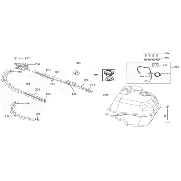Benzinetank - Tankvlotter - Vacuümkraan AGM Star 50 zwart rood