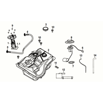 Benzinetank - Tankvlotter Sym Jet 14 125i 4-takt LC Euro 4