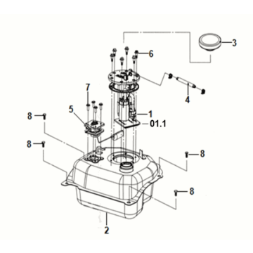Benzinetank/ benzinevlotter Sym Symphony ST 125I E4