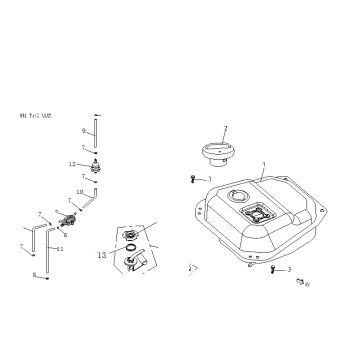 Benzinetank - Tankvlotter - Vacuümkraan China Ape 50 wit