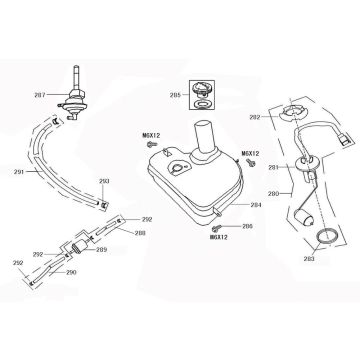 Benzinetank - Tankvlotter - Vacuümkraan China Retro Extra zwart