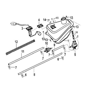 Benzinetank - Tankvlotter - Vacuümkraan Generic Ideo 50 2-takt koper 2010 25