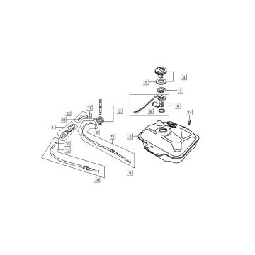 Benzinetank - Tankvlotter - Vacuümkraan Kymco DJ 2-takt Zilver