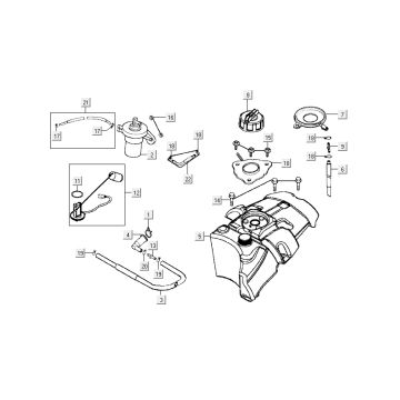 Benzinetank - Tankvlotter - Vacuümkraan Kymco People 50 2-takt rood