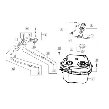 Benzinetank - Tankvlotter - Vacuümkraan Kymco Vitality 50 2-takt AC blauw