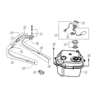 Benzinetank - Tankvlotter - Vacuümkraan Kymco Vitality 50 4-takt AC diamantzwart