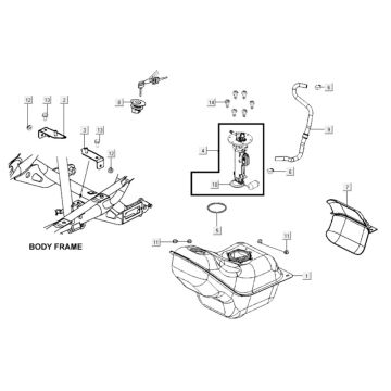 Benzinetank - Tankvlotter - Vacuümkraan Kymco Xciting 400i Geel