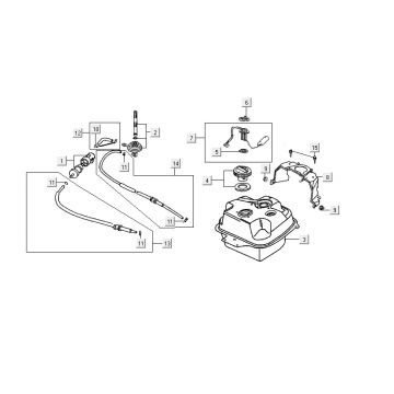 Benzinetank - Tankvlotter - Vacuümkraan Kymco Yup 50 2-takt AC zilver-oranje