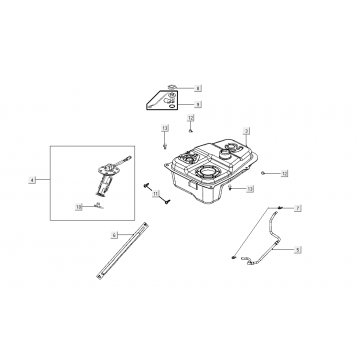 Benzinetank - Tankvlotter - Vacuümkraan Kymco Super8 Street 50i Euro 4 matzwart