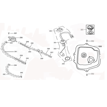 Benzinetank - Tankvlotter - Vacuümkraan Turbho RL 50 4-takt AC rood