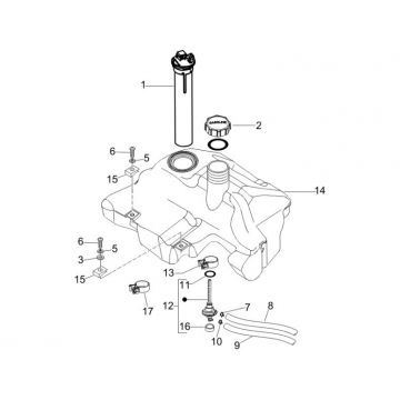 Benzinetank - Tankvlotter - Vacuümkraan Vespa LXV 4-takt 2V 25km/u