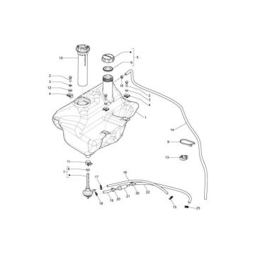 Benzinetank - Tankvlotter - Vacuümkraan Vespa S 50 4-takt 2V 25km/u
