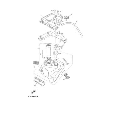Benzinetank - Tankvlotter - Vacuümkraan Yamaha Neo's 4-takt 2008→ partsproduct-Benzinetank-Znen-Aurora-4-takt