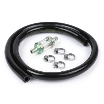 Benzineslangenset inclusief benzinefilter BGM PRO Tpr-Pur (niet uithardend) Vespa Classic (binnendiameter = 7mm,buitendiameter = 14mm,l = 750mm) zwart geschikt voor Vespa PX,T5,Cosa,Rally,Sprint ,VBB enz.
