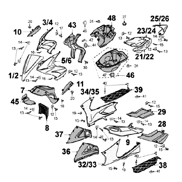 Kappen - Beplating - Helmbak Peugeot Jet Force 50 2-takt LC zwart