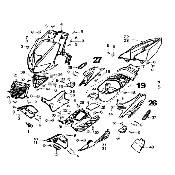Kappen - Beplating - Helmbak Peugeot Speedfight 2 50 2-takt AC Zwart