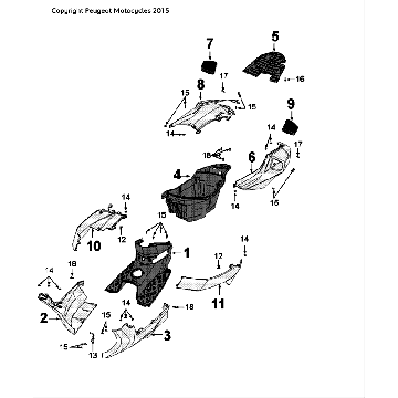 Kappen - Beplating - Helmbak Peugeot Speedfight 4 50 2-takt LC zwartrood