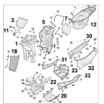 Kappen - Beplating - Helmbak Peugeot Tweet old wit