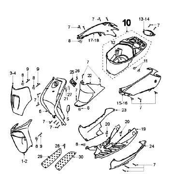 Kappen - Beplating - Helmbak Peugeot Vivacity Blauw