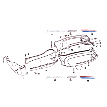 Motorschermen - Zijskirts - Onderspoiler Sym Fiddle II Euro 4 (GY-7450U) Gray