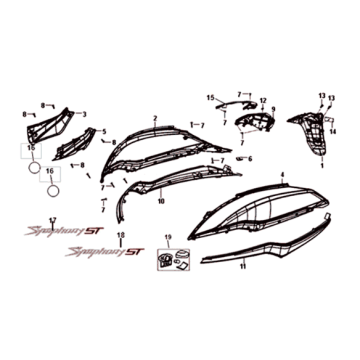 Beplating Sym Symphony ST 200I Black/ Silver (BK-001C/S-882S)