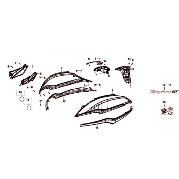 Motorschermen - Achterlicht - Achterspatbord Sym Symphony ST Euro 4 (BK-001C/R-010CA) black red